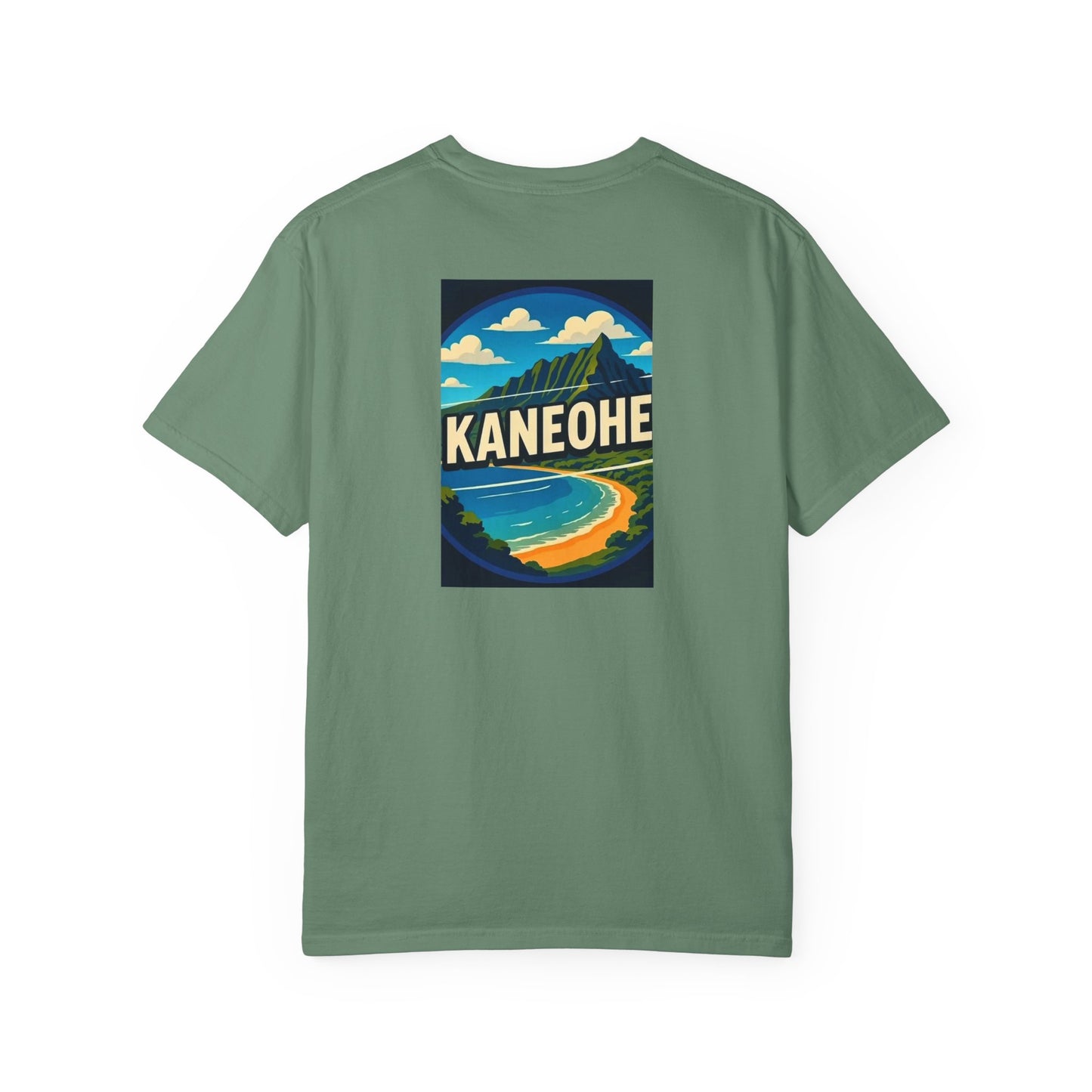 Kaneohe Hawaii Vintage Retro Back Printed Art Series Cotton Tee - Black Logo