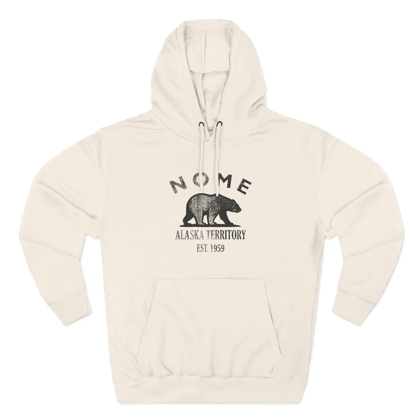 Nome Alaska Vintage Retro Unisex Heavy Cotton Hoodie - Black Logo