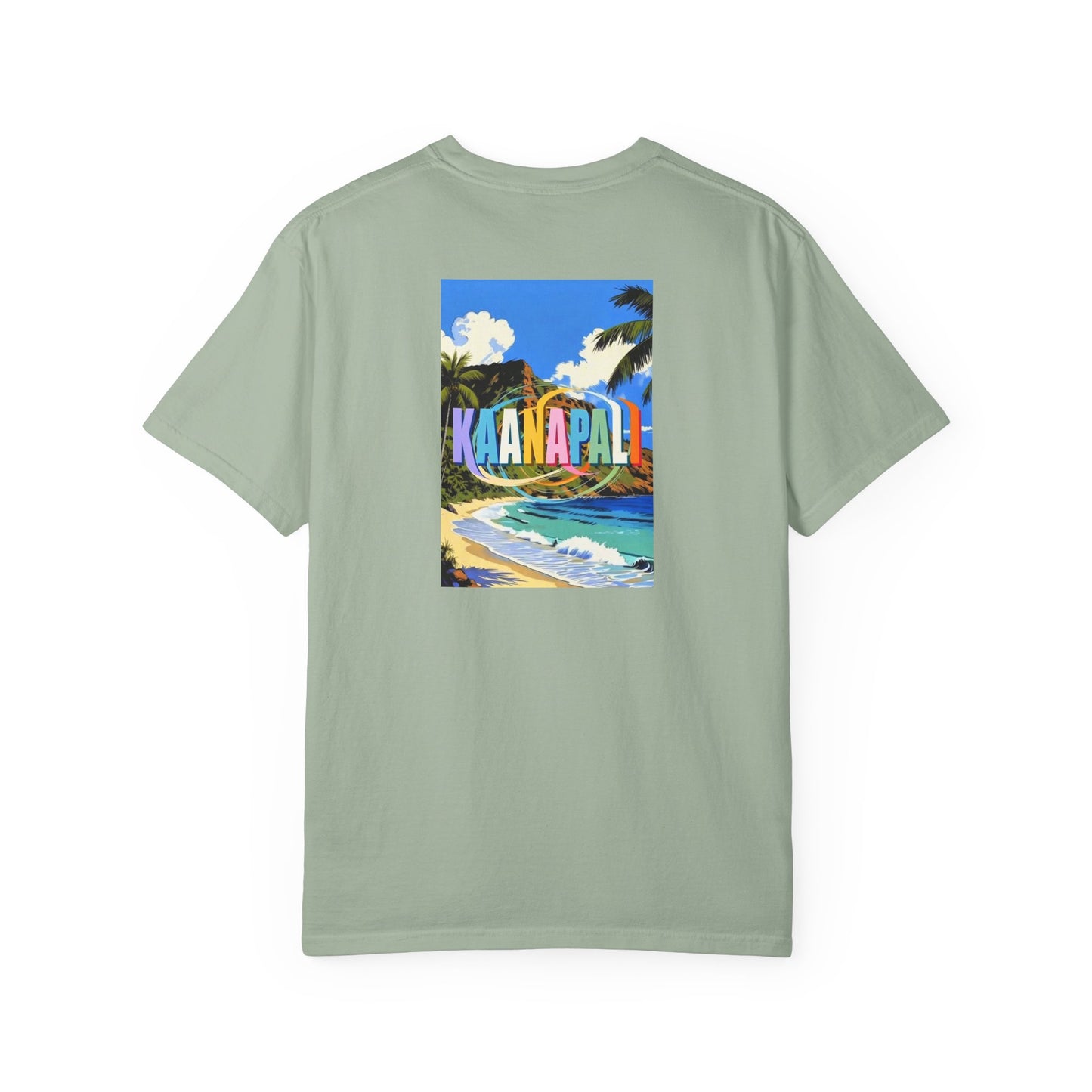 Kaanapali Hawaii Vintage Retro Back Printed Art Series Cotton Tee - Black Logo