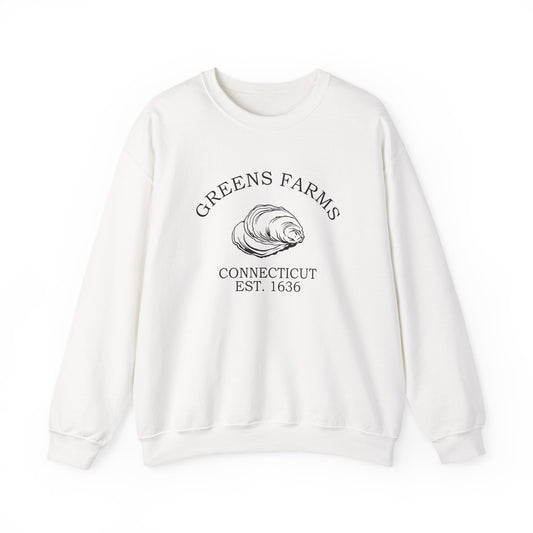 Greens Farms Connecticut Vintage Retro Unisex Heavy Crewneck Sweatshirt - Black Logo