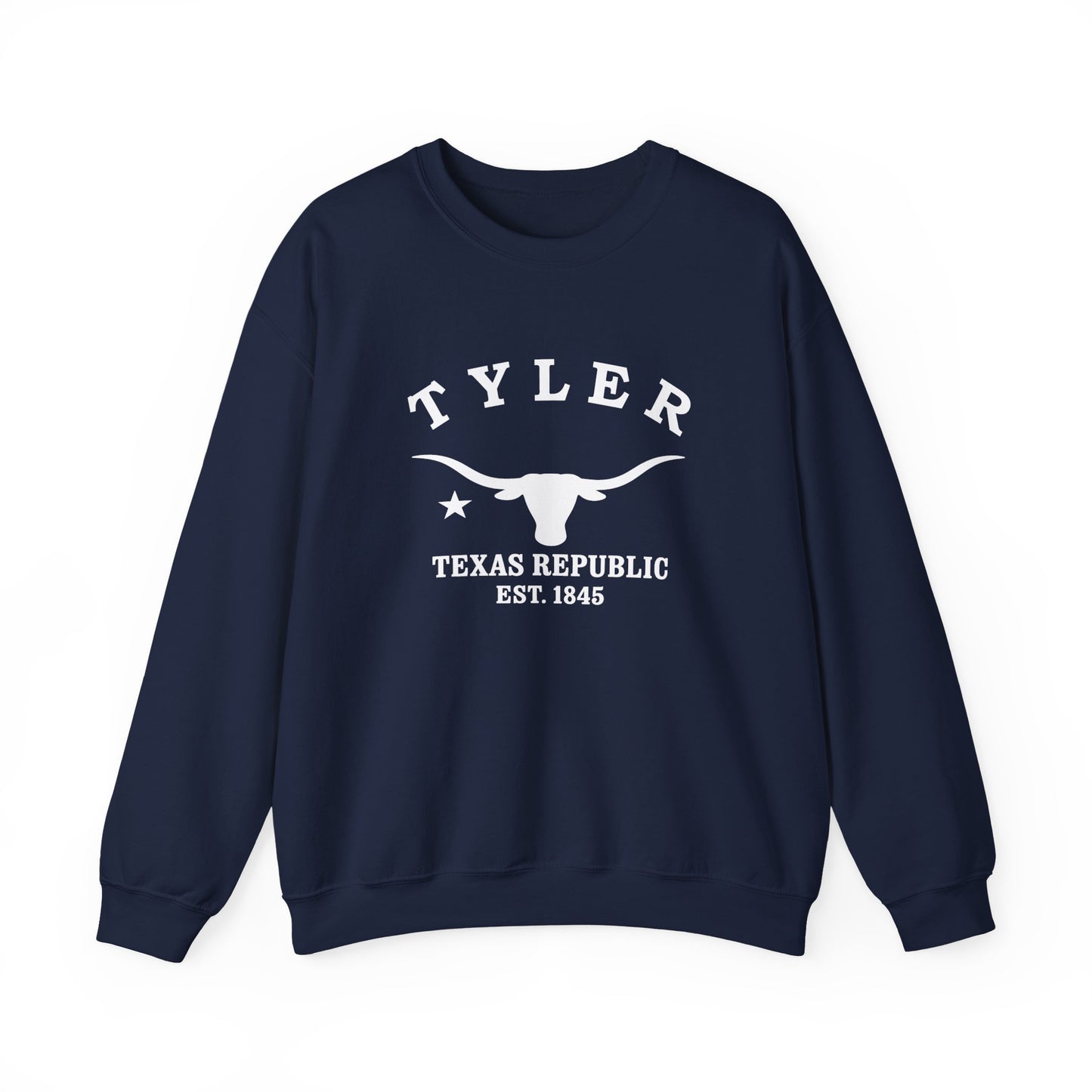 Tyler Texas Vintage Retro Unisex Heavy Crewneck Sweatshirt - White Logo
