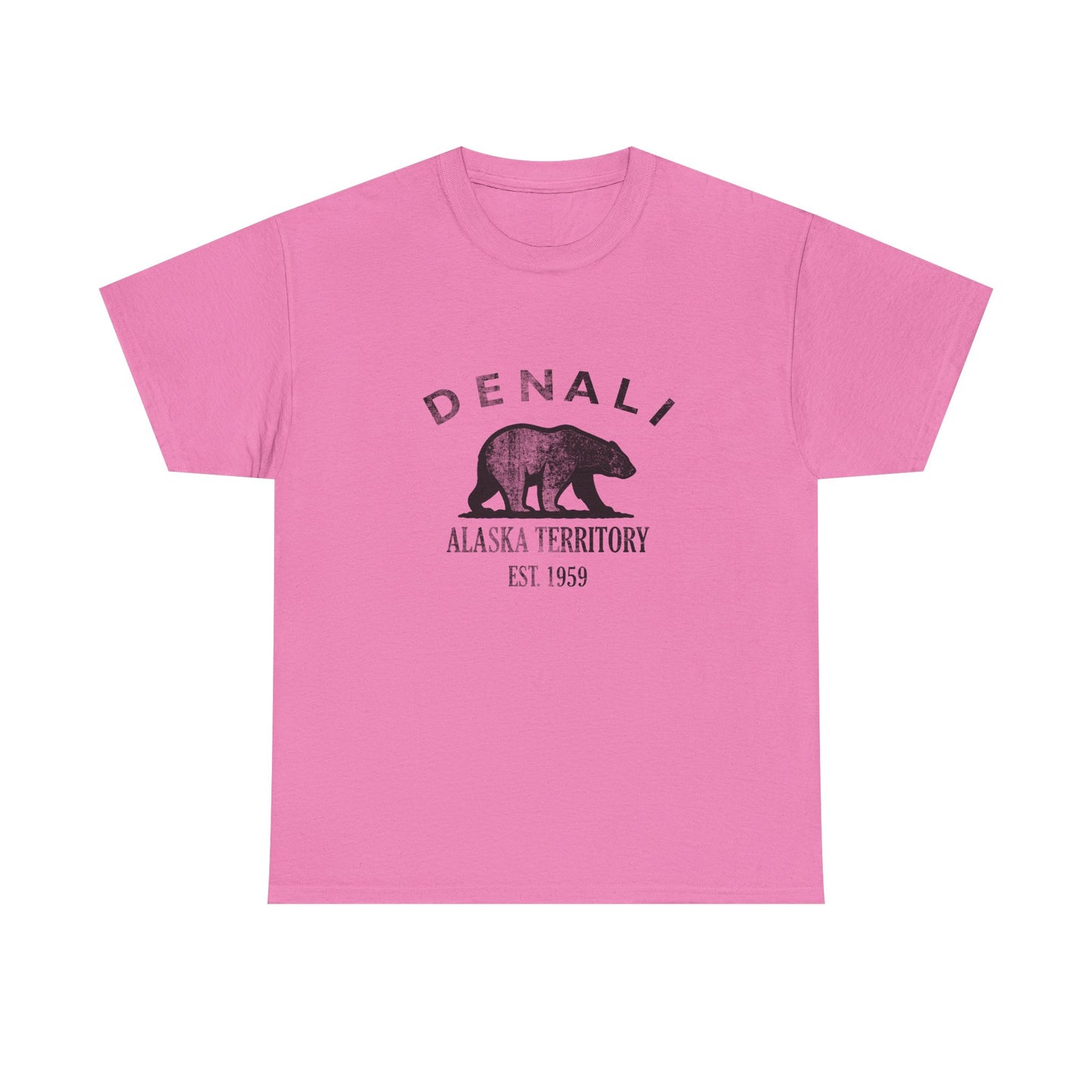 Denali Alaska Vintage Retro Unisex Heavy Cotton Tee - Black Logo