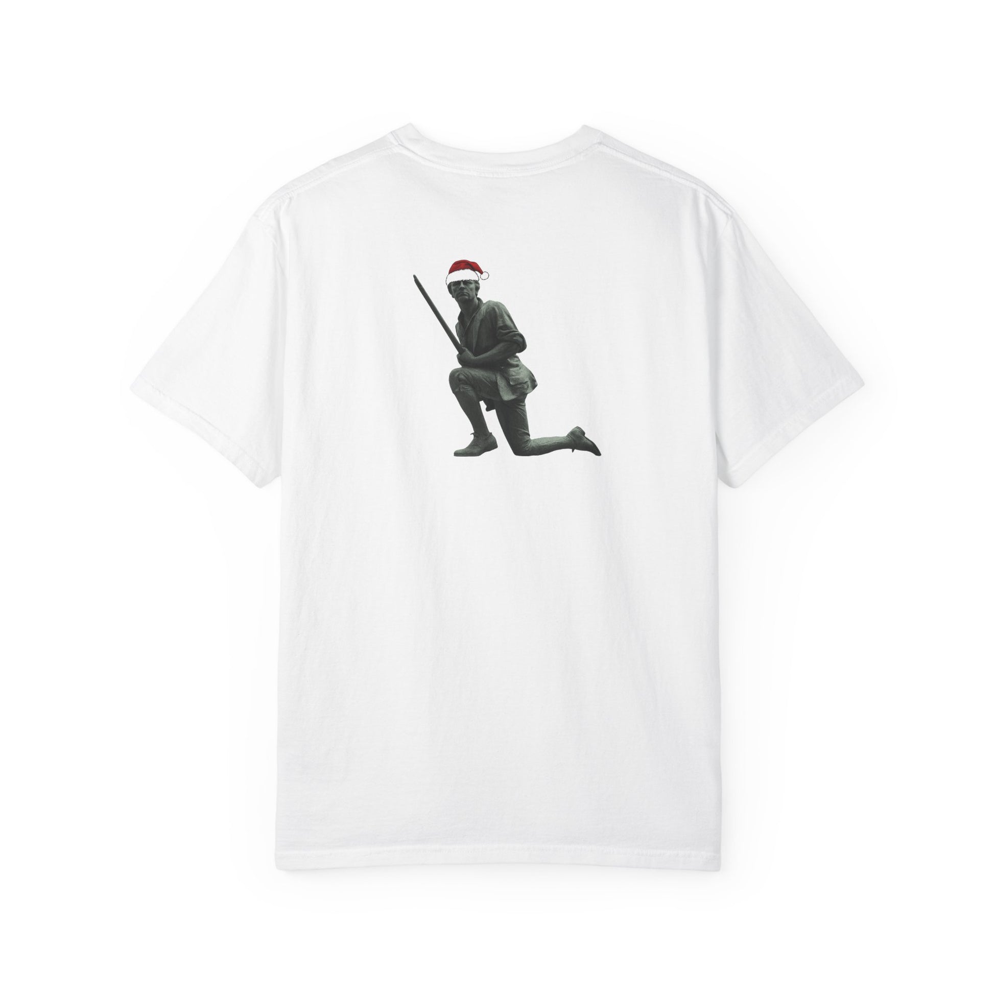 Rowayton Connecticut Vintage Retro Minuteman Holiday Cotton Tee - Black Logo - White