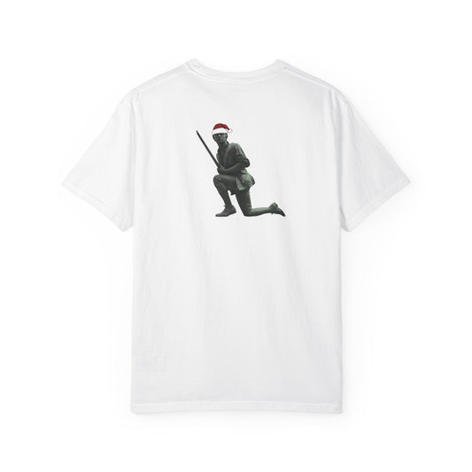 Rowayton Connecticut Vintage Retro Minuteman Holiday Cotton Tee - Black Logo - White