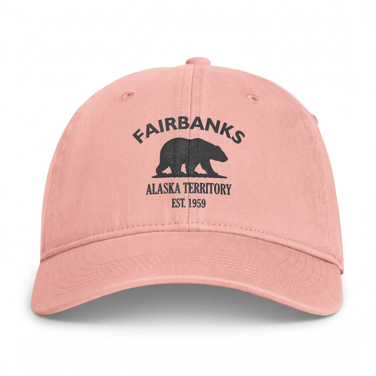 Fairbanks Alaska Distressed Cotton Cap - Charcoal Print Logo