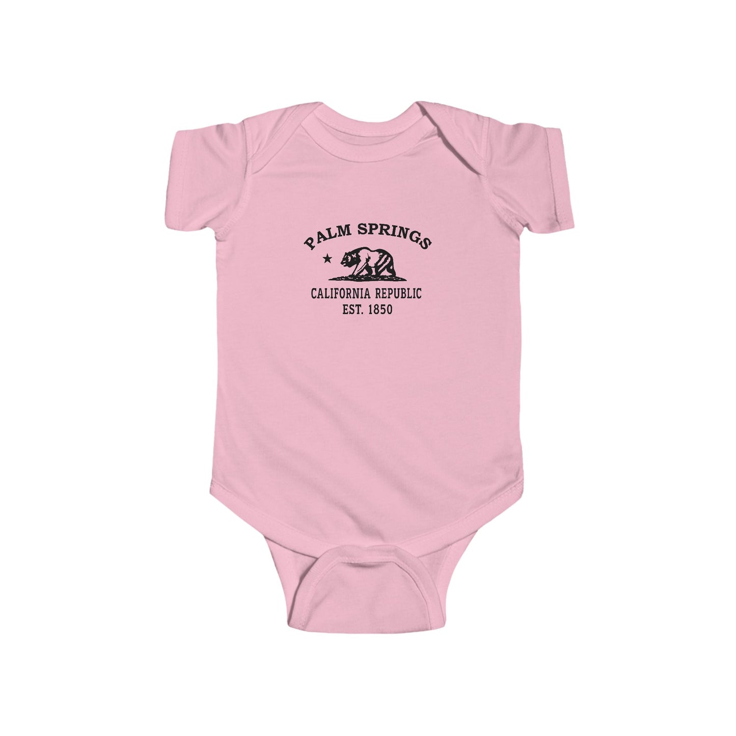 Palm Springs California Cottton Jersey Baby Bodysuit - Black Logo