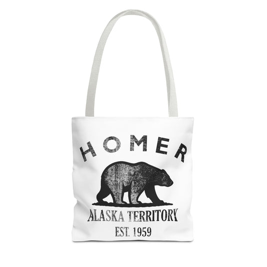 Homer Alaska Vintage Retro Light Canvas Tote - Black Logo