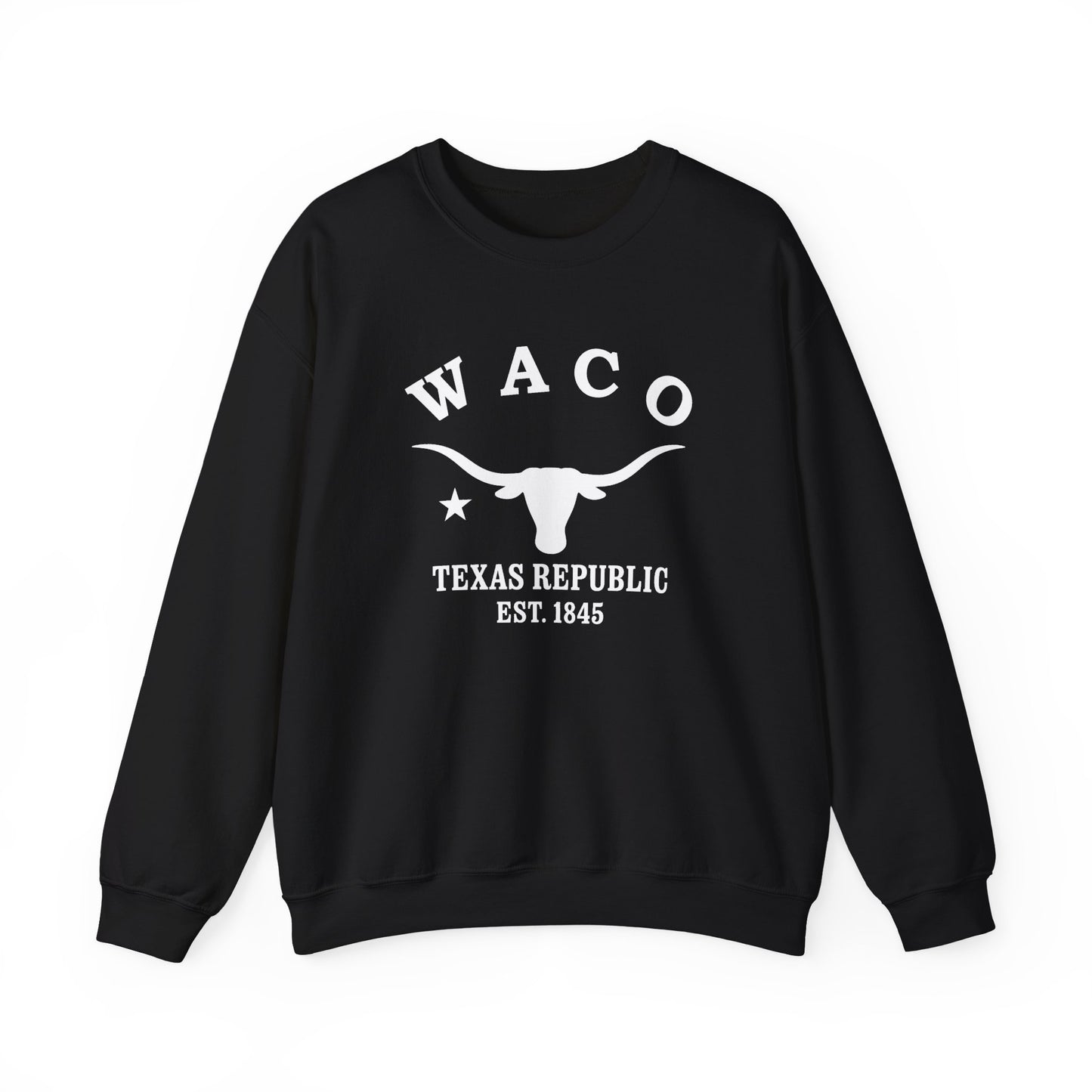 Waco Texas Vintage Retro Unisex Heavy Crewneck Sweatshirt - White Logo