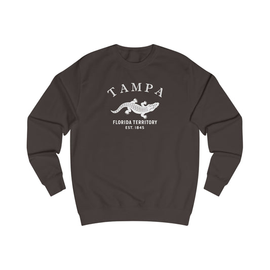 Tampa Florida Vintage Retro Premium Crewneck Sweatshirt - White Logo - Bottle Green