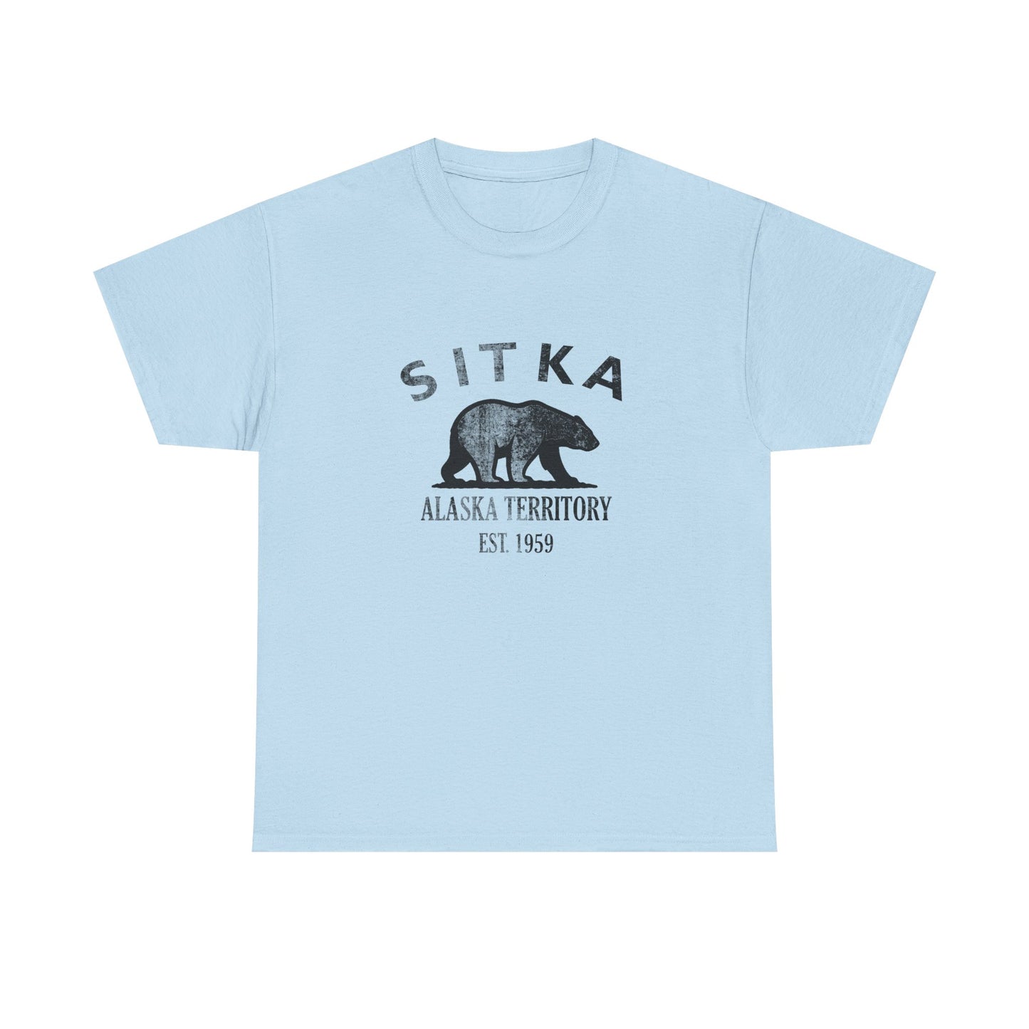 Sitka Alaska Vintage Retro Unisex Heavy Cotton Tee - Black Logo
