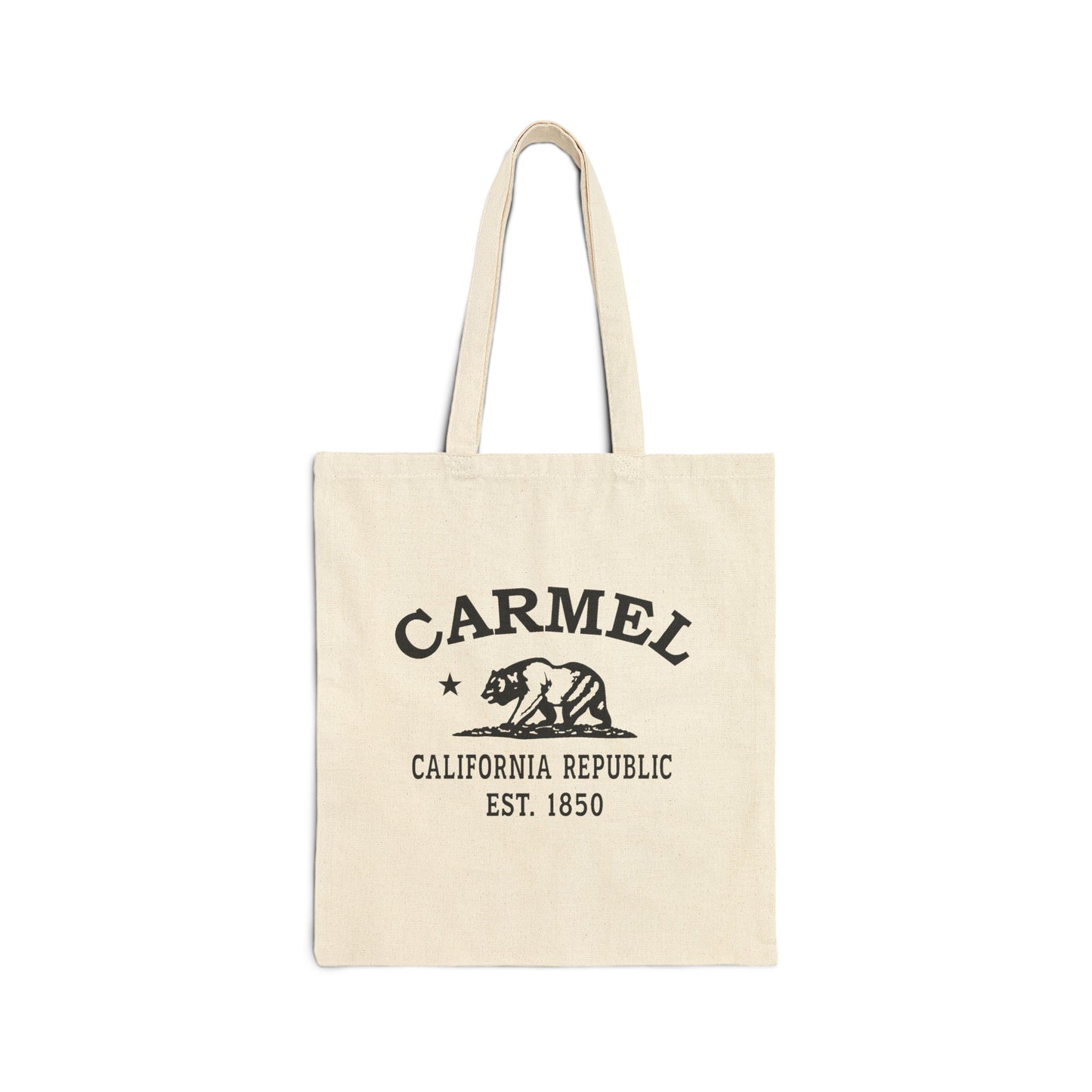 Carmel California Vintage Retro Cotton Canvas Tote Bag - Black Logo