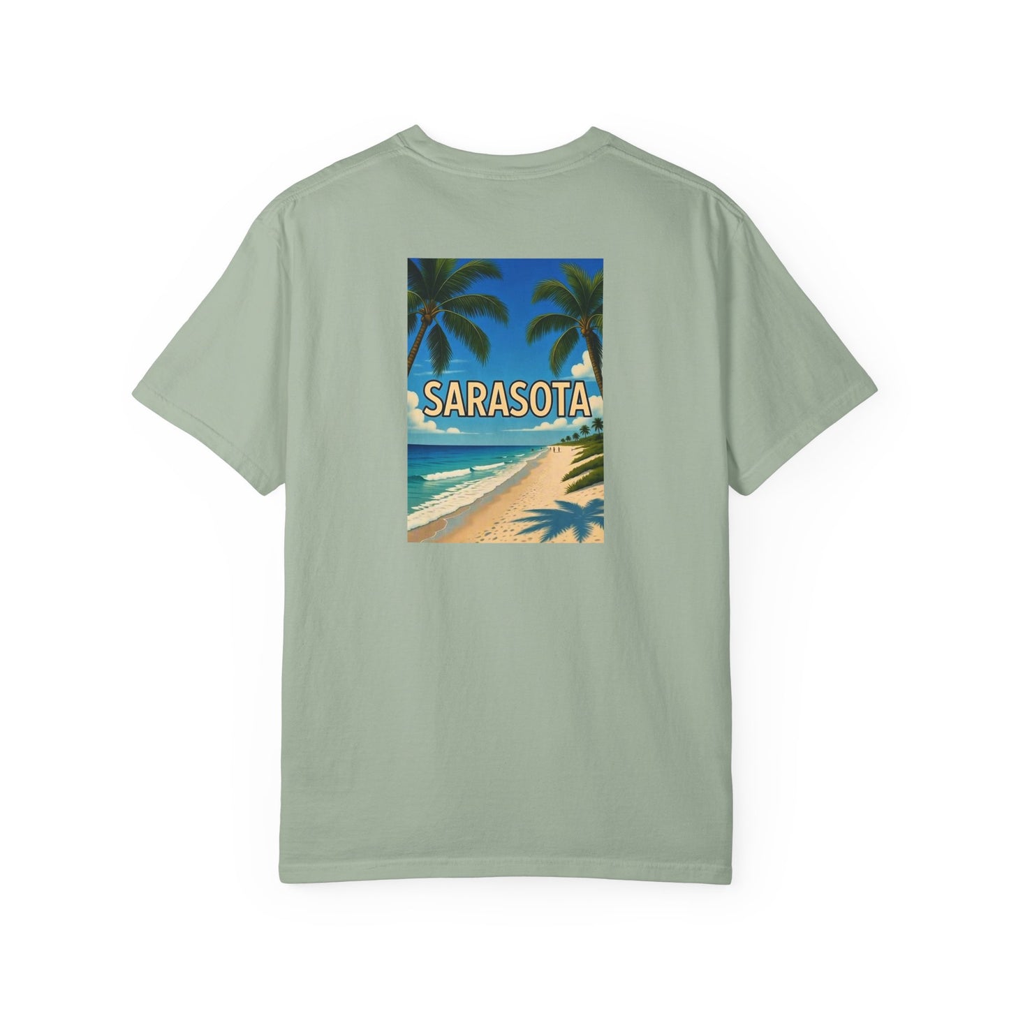 Sarasota Florida Vintage Retro Back Printed Art Series Cotton Tee - Black Logo