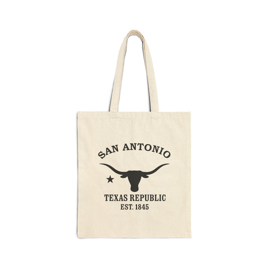 San Antonio Texas Vintage Retro Cotton Canvas Tote Bag - Black Logo