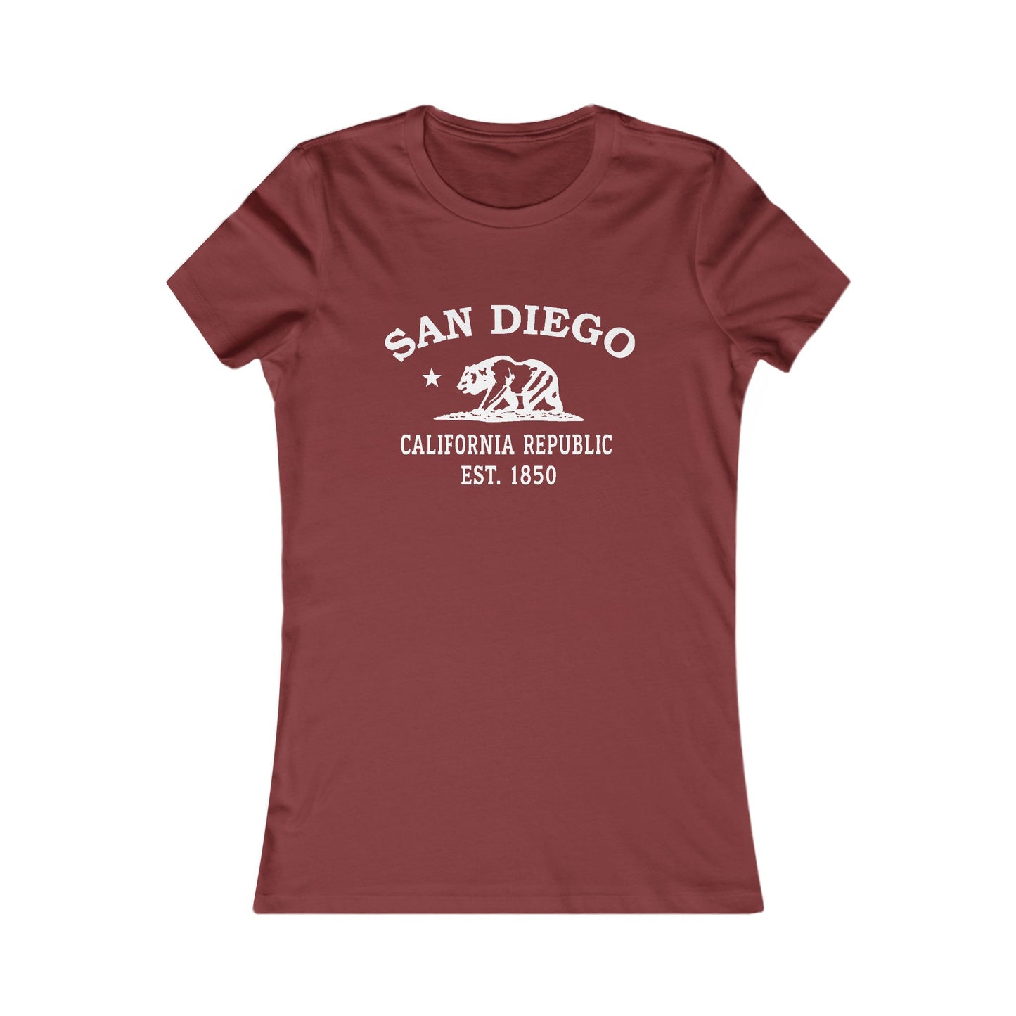 San Diego California Vintage Retro Womens Fitted Ringspun Cotton Tee - White Logo