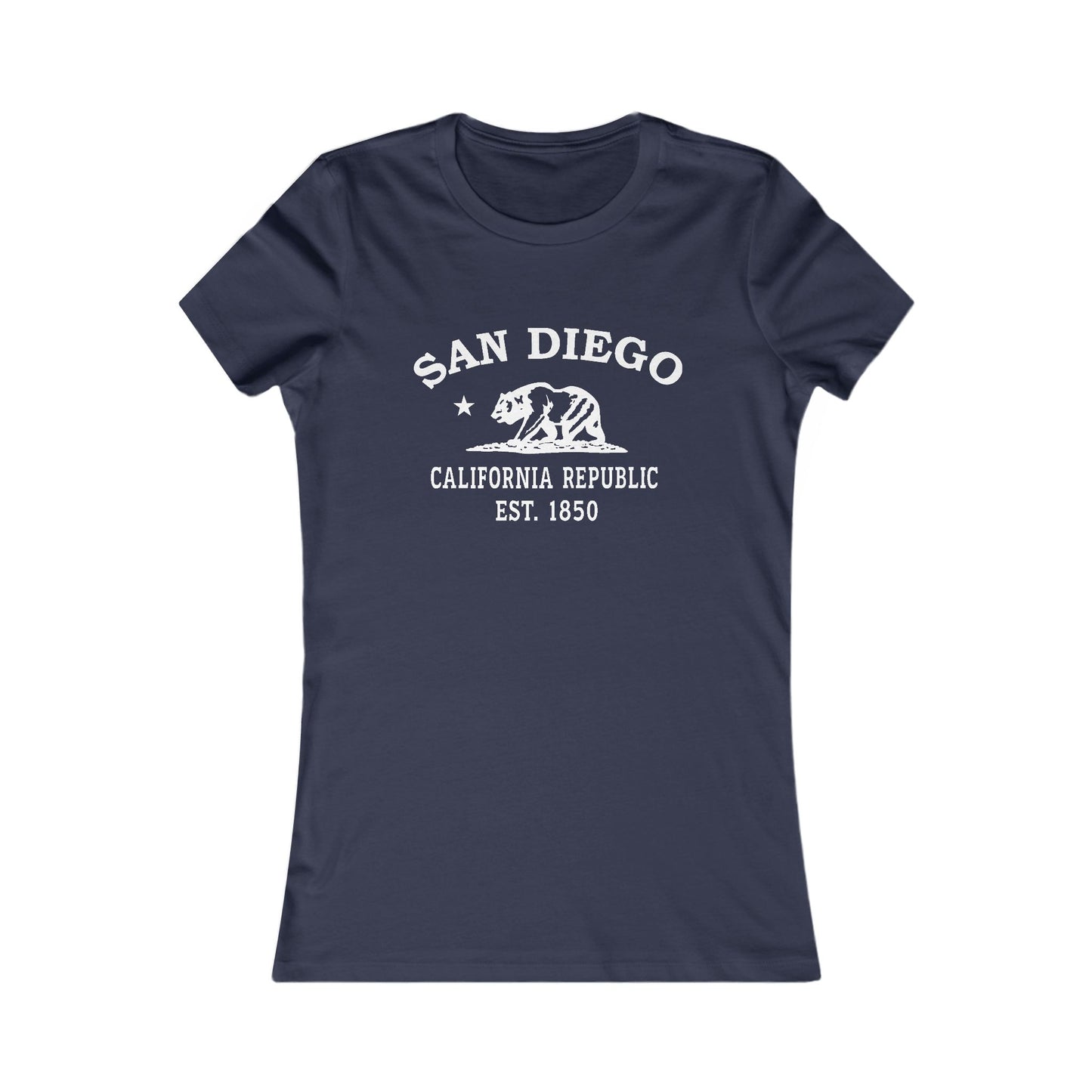 San Diego California Vintage Retro Womens Fitted Ringspun Cotton Tee - White Logo