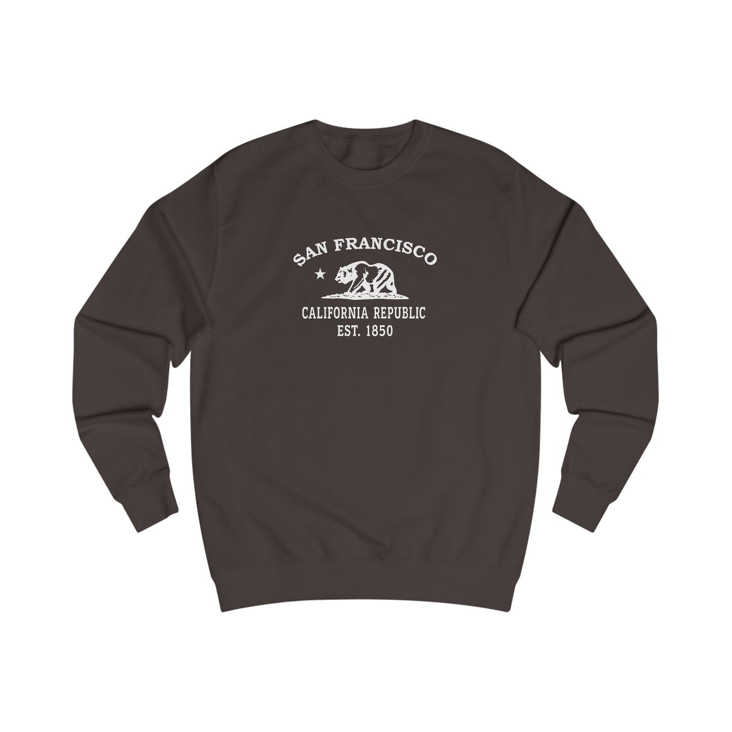 San Francisco California Vintage Retro Premium Crewneck Sweatshirt - White Logo - Bottle Green