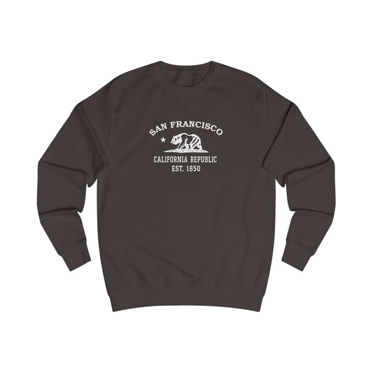San Francisco California Vintage Retro Premium Crewneck Sweatshirt - White Logo - Bottle Green