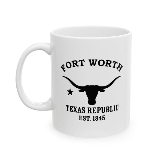 Fort Worth Texas Vintage Retro Ceramic Mug - Black Logo