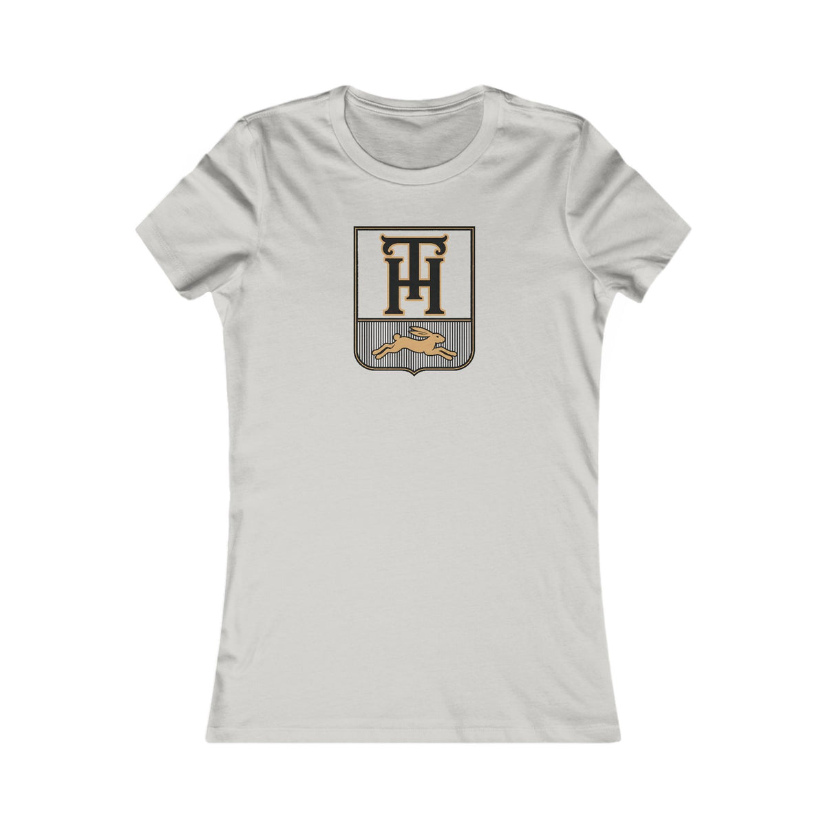 Silver Team Haas Women's Fitted Tee with the TH Family Crest, Ringspun Cotton