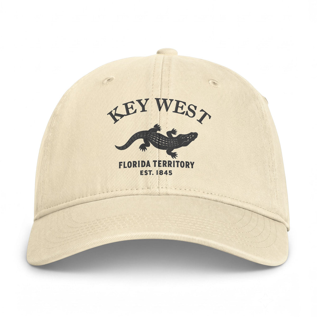 Key West Florida Distressed Cotton Cap - Charcoal Print Logo