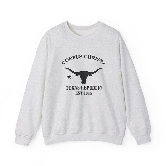 Corpus Christi Texas Vintage Retro Unisex Heavy Crewneck Sweatshirt - Black Logo