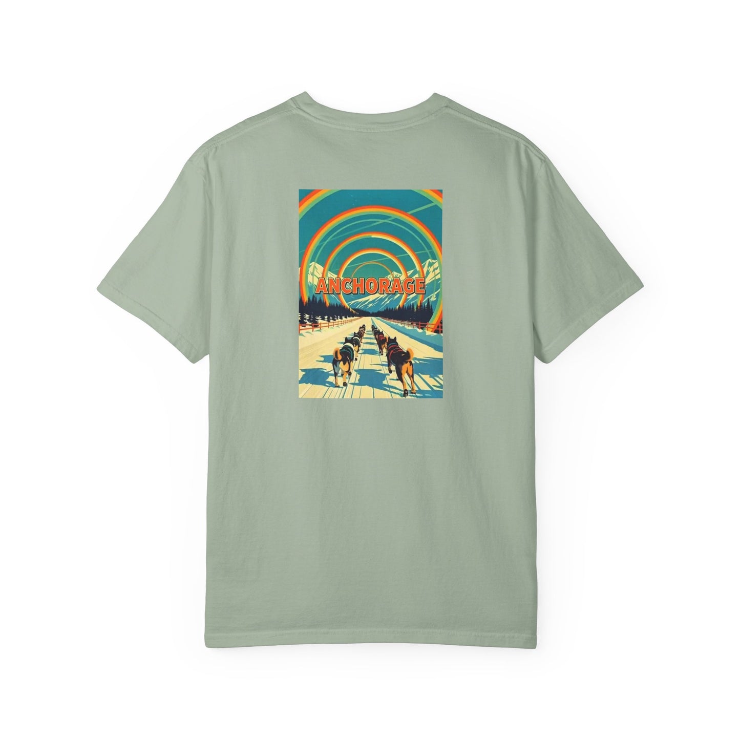 Anchorage Alaska Vintage Retro Back Printed Art Series Cotton Tee - Black Logo