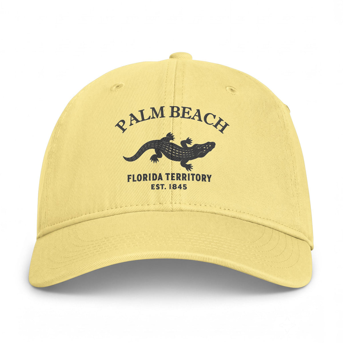 Palm Beach Florida Distressed Cotton Cap - Charcoal Print Logo