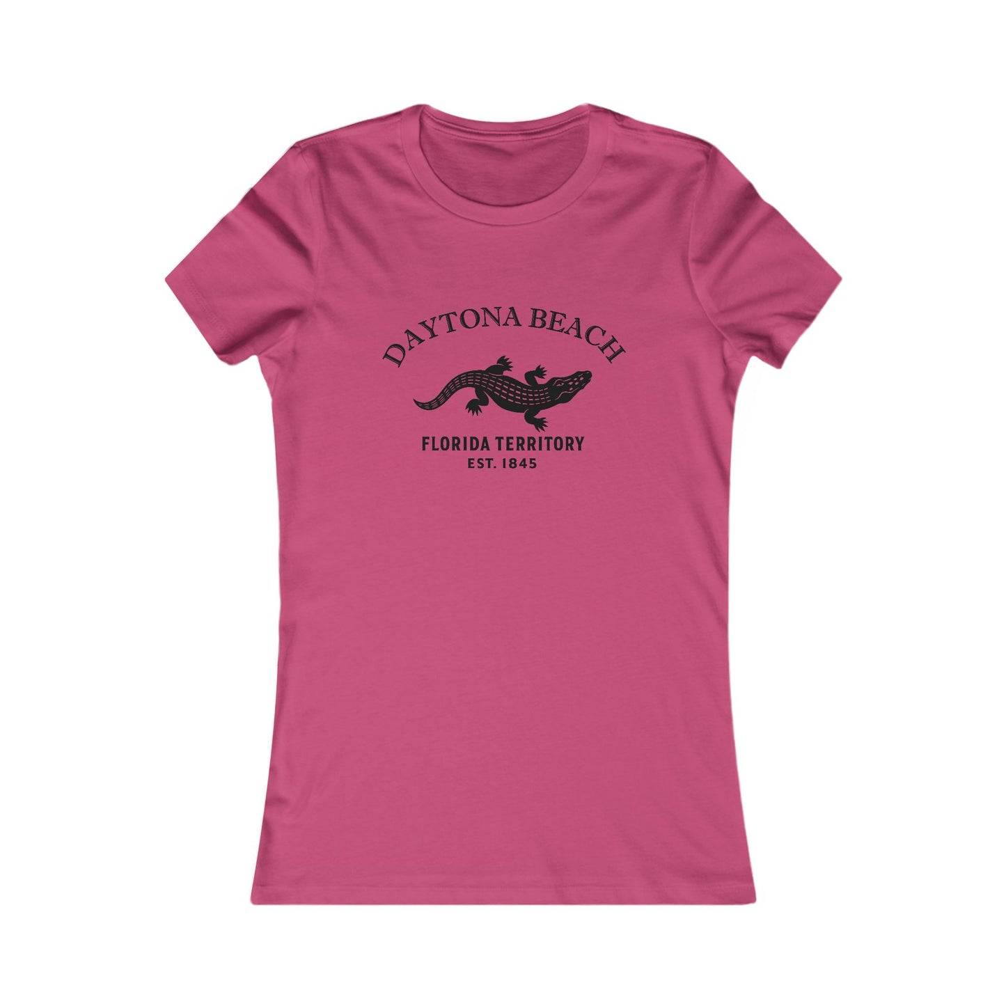 Daytona Beach Florida Ringspun Cotten Fitted Vintage Retro Womens Tee - Black Logo