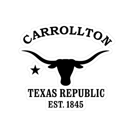 Carrollton Texas Vintage Retro Vinyl Sticker - Black Logo