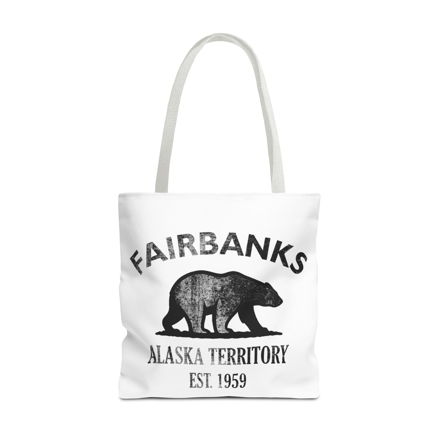 Fairbanks Alaska Vintage Retro Light Canvas Tote - Black Logo