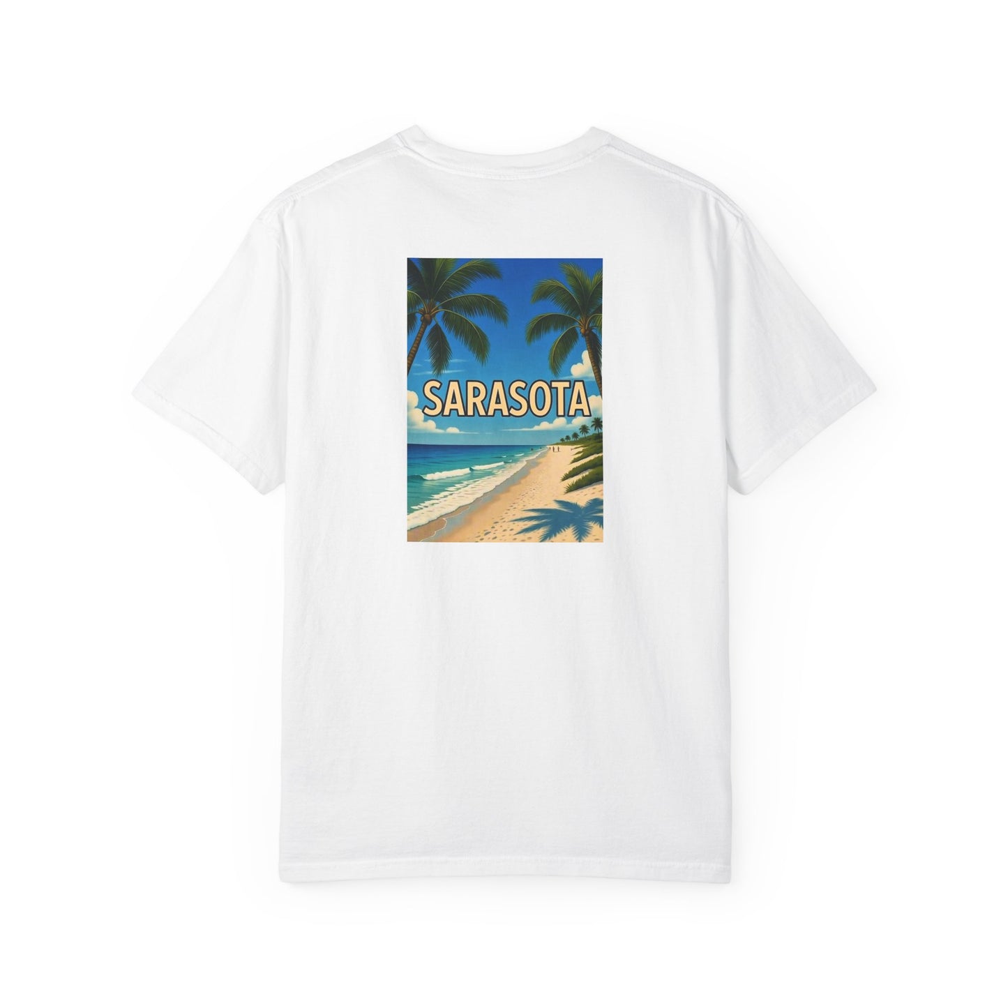 Sarasota Florida Vintage Retro Back Printed Art Series Cotton Tee - Black Logo
