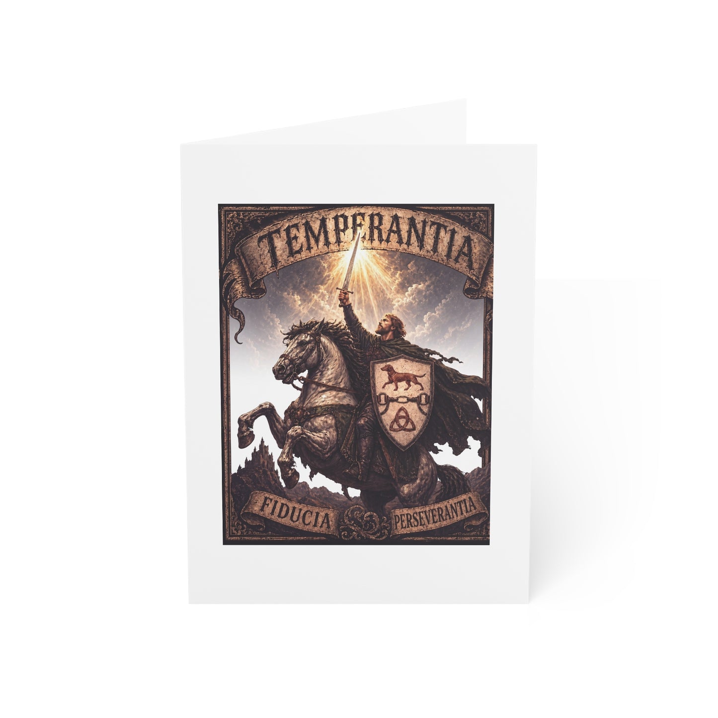 №108 Knight Crest Blank Card Set · Live Your Best Knight · Temperantia Fiducia Perseverantia