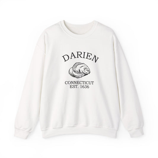 Darien Connecticut Vintage Retro Unisex Heavy Crewneck Sweatshirt - Black Logo
