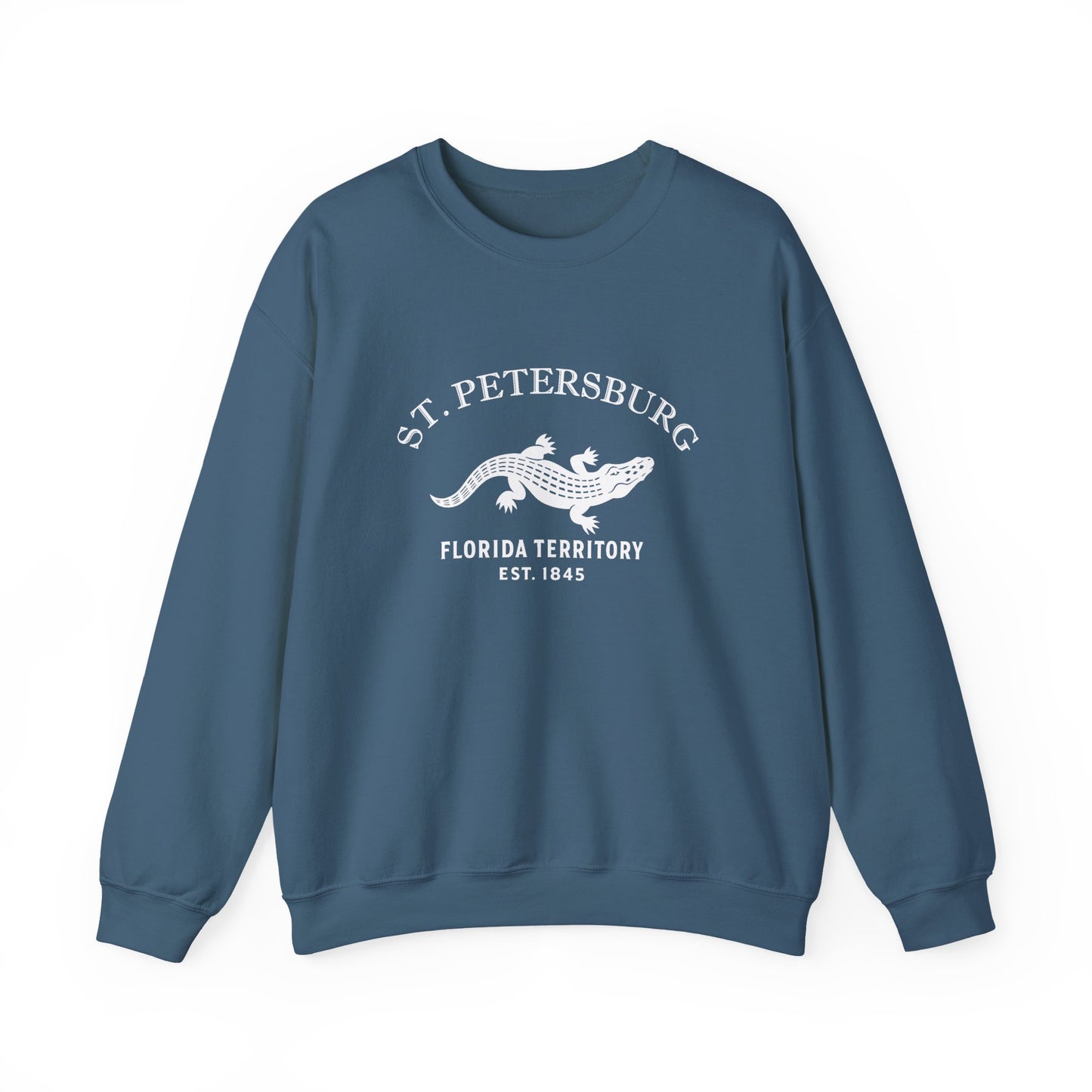 St Petersburg Florida Vintage Retro Unisex Heavy Crewneck Sweatshirt - White Logo