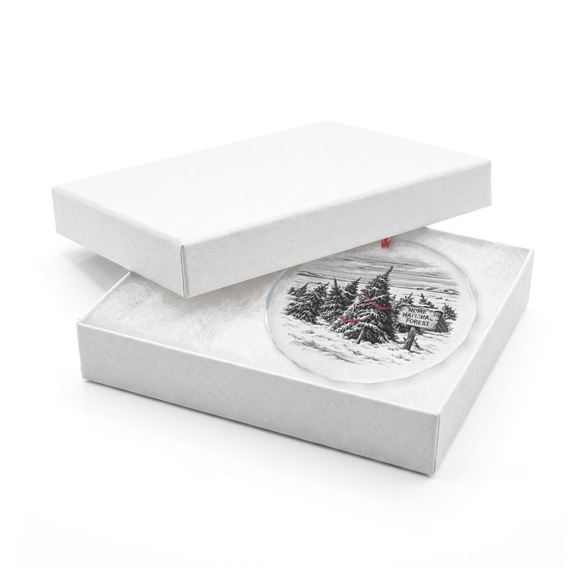 Nome Alaska Holiday Ornament, Nome National Forest, Crystal Glass Ornament in White Gift Box