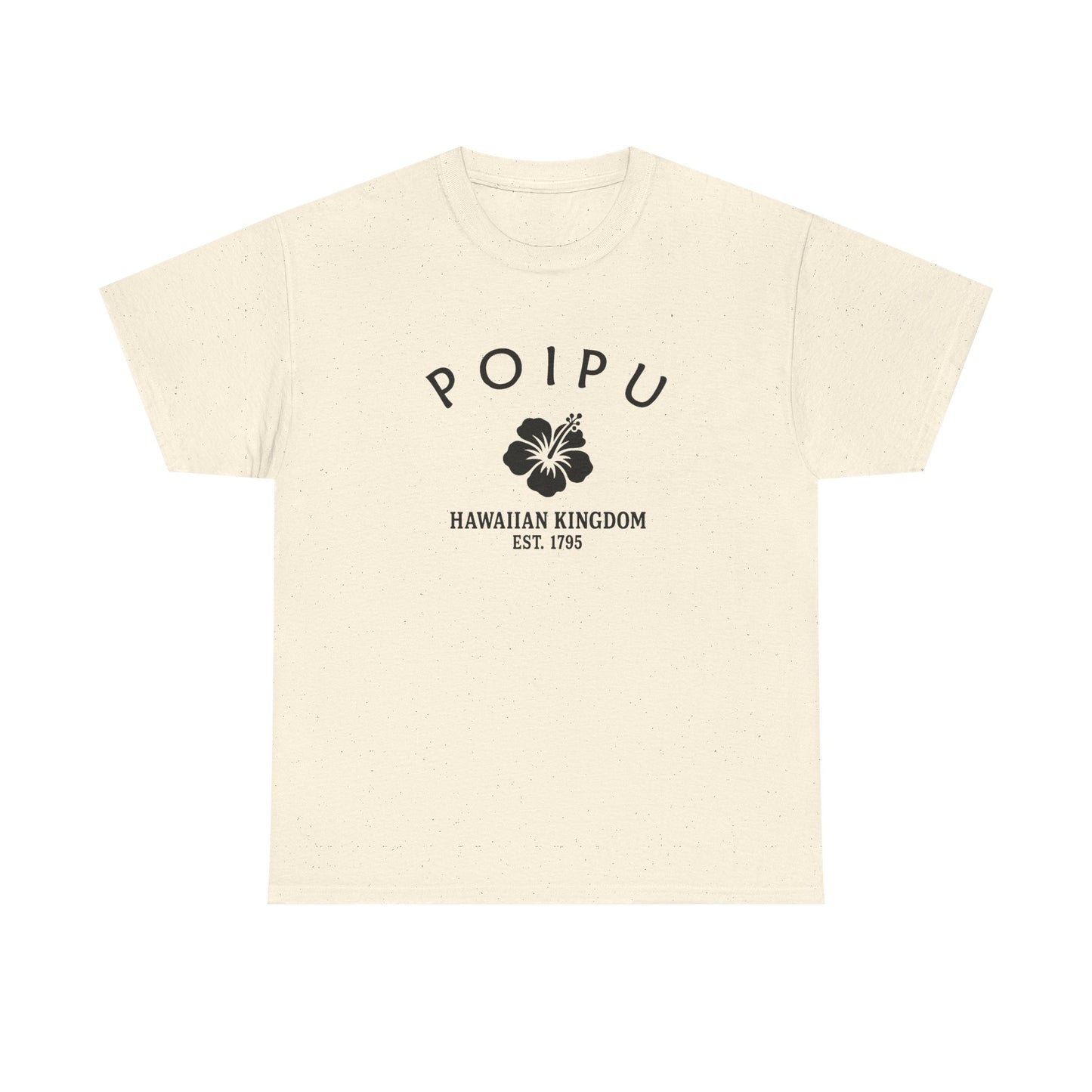 Poipu Hawaii Vintage Retro Unisex Heavy Cotton Tee - Black Logo