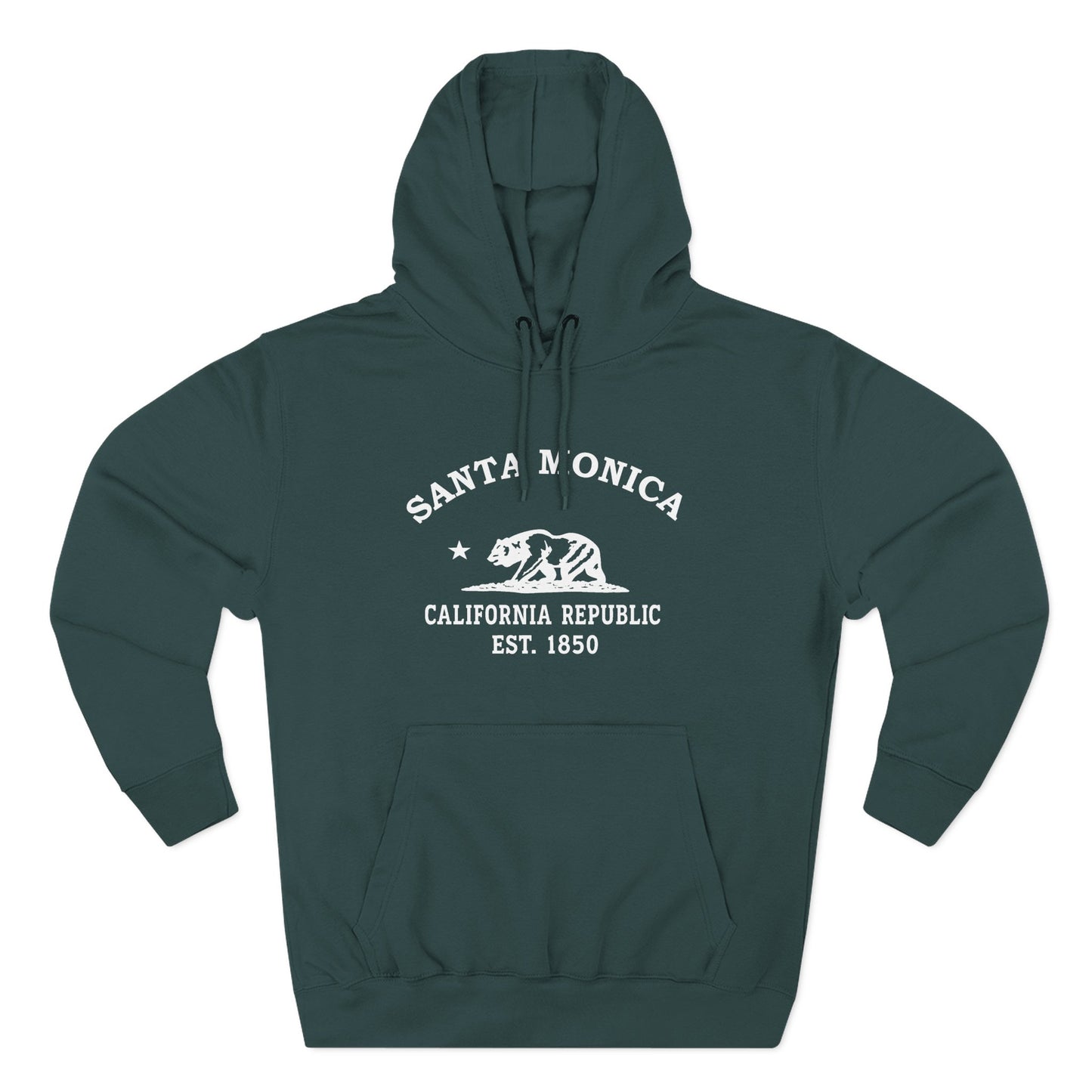Santa Monica California Vintage Retro Unisex Heavy Cotton Hoodie - White Logo