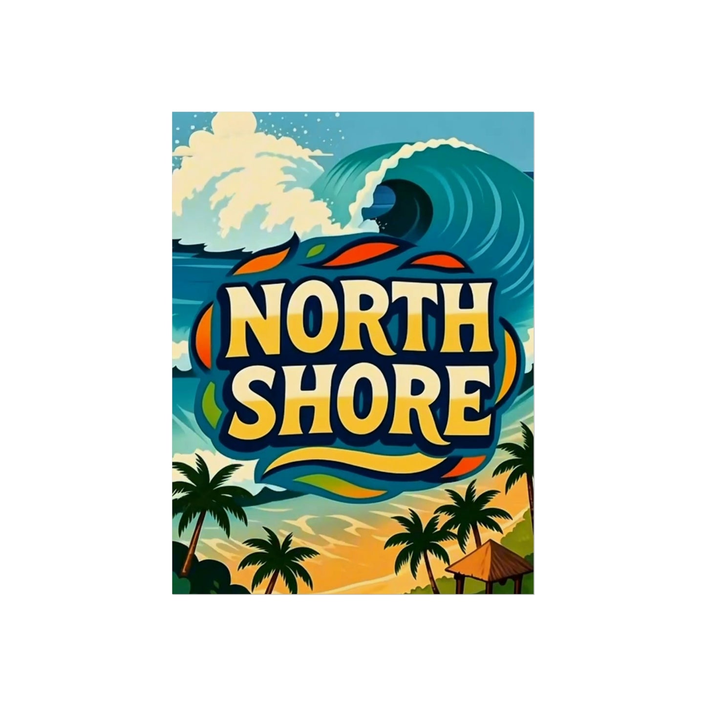 North Shore Hawaii Vintage Retro Giclée Print Art Series Poster