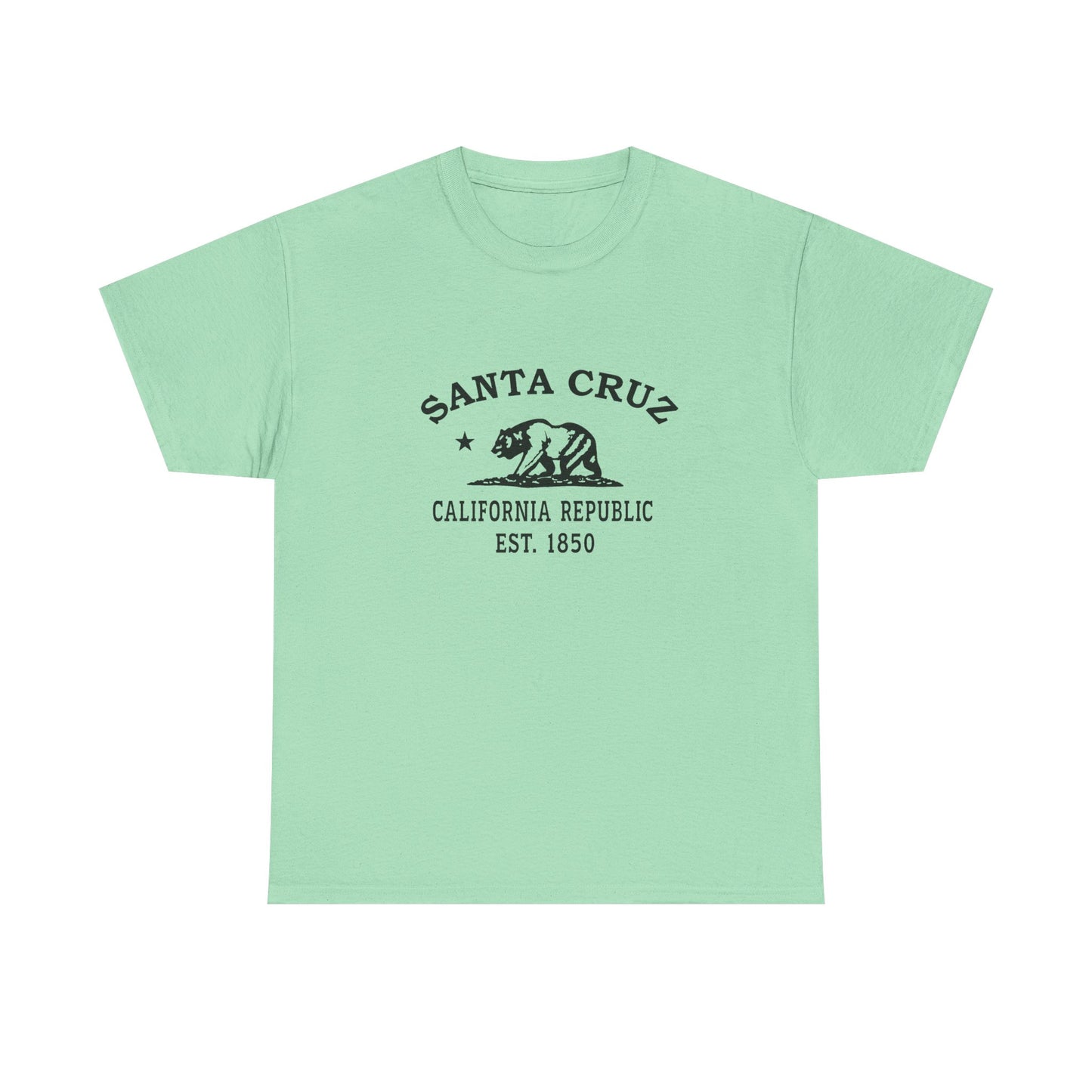 Santa Cruz California Vintage Retro Unisex Heavy Cotton Tee - Black Logo