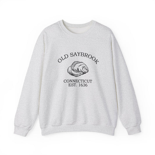 Old Saybrook Connecticut Vintage Retro Unisex Heavy Crewneck Sweatshirt - Black Logo