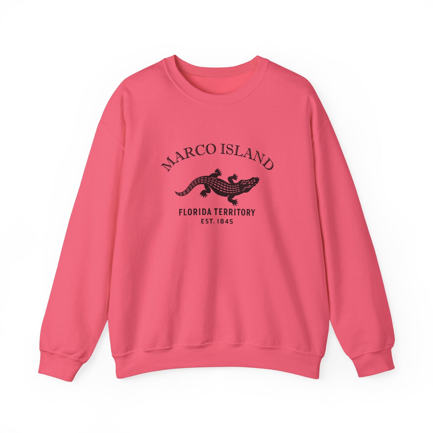Marco Island Florida Vintage Retro Unisex Heavy Crewneck Sweatshirt - Black Logo