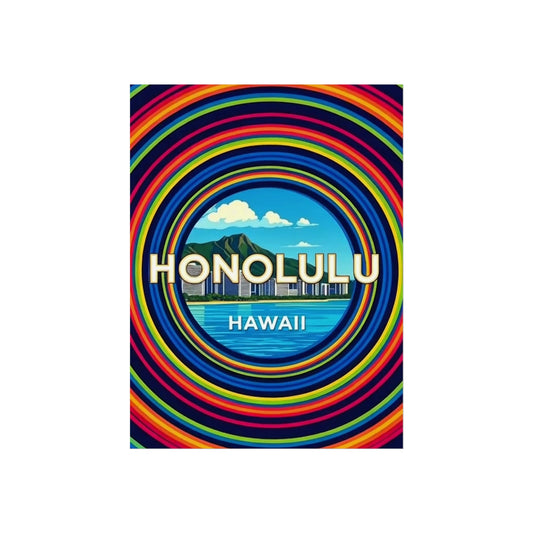 Honolulu Hawaii Vintage Style Giclée Print Art Series Poster, 24" x 32" (Vertical)
