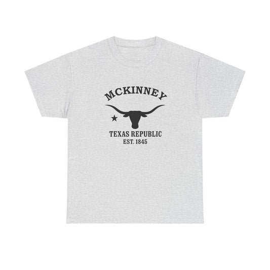 McKinney Texas Vintage Retro Unisex Heavy Cotton Tee - Black Logo