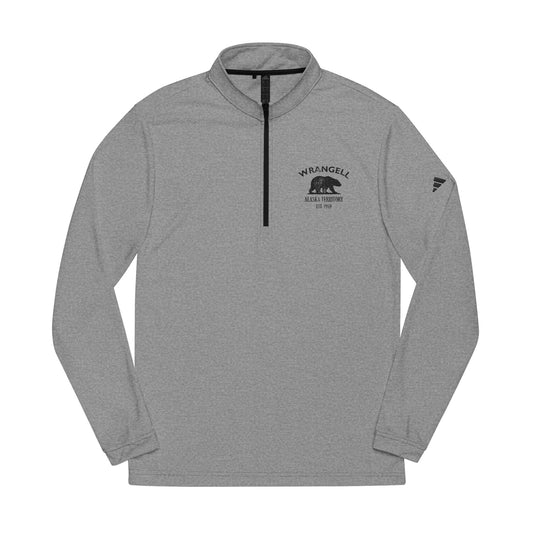 Wrangell Alaska Vintage Retro Quarter-Zip Embroidered Pullover - Black Logo