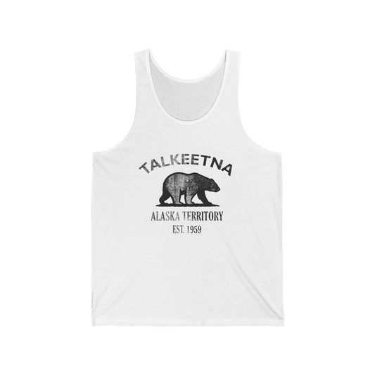 Talkeetna Alaska Unisex Cotton Jersey Tank Top - Black Logo