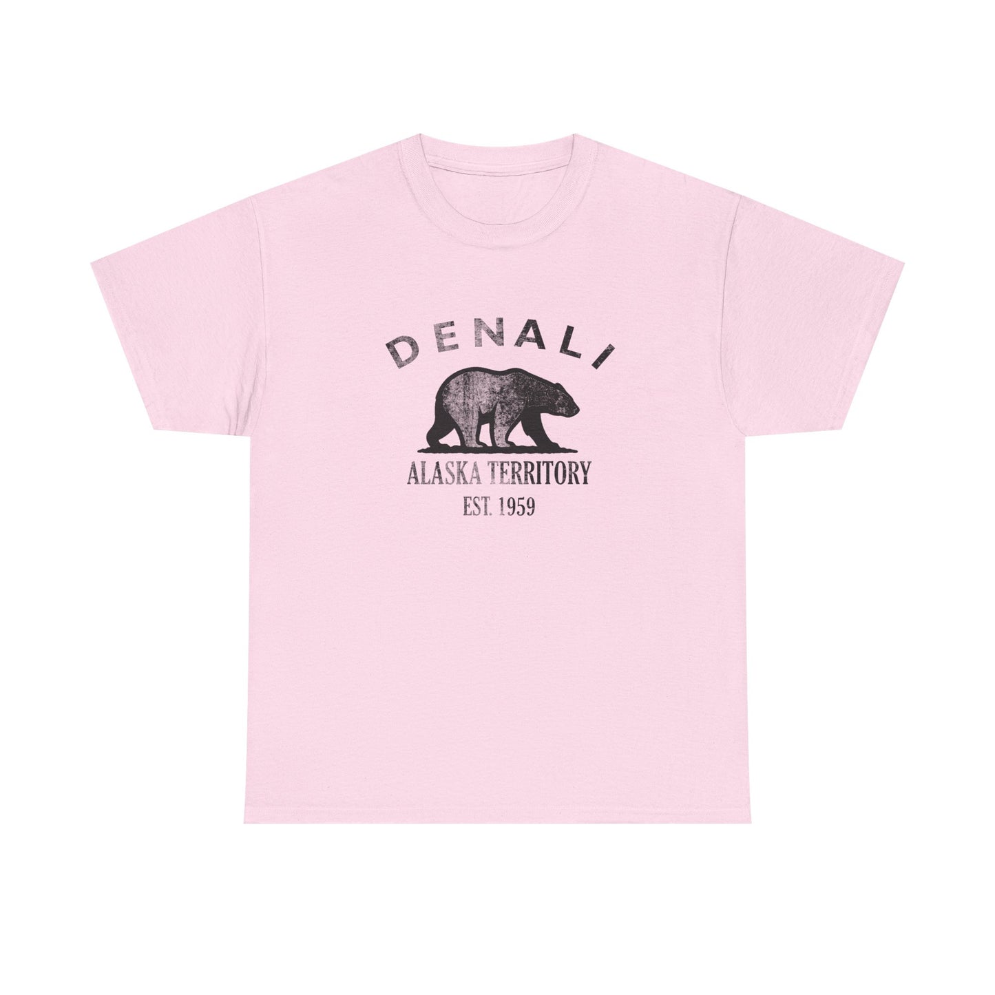 Denali Alaska Vintage Retro Unisex Heavy Cotton Tee - Black Logo