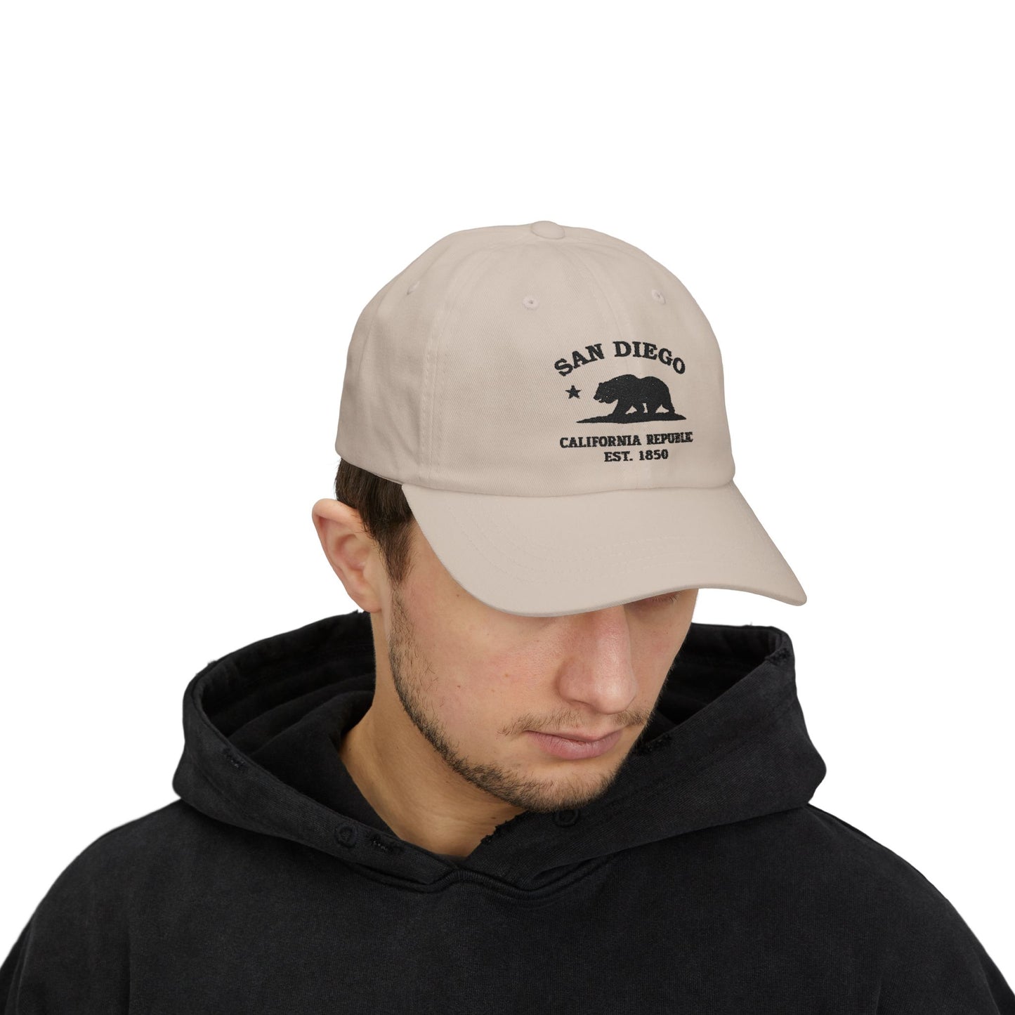 San Diego California Classic Embroidered Vintage Retro Cotton Cap - Black Logo