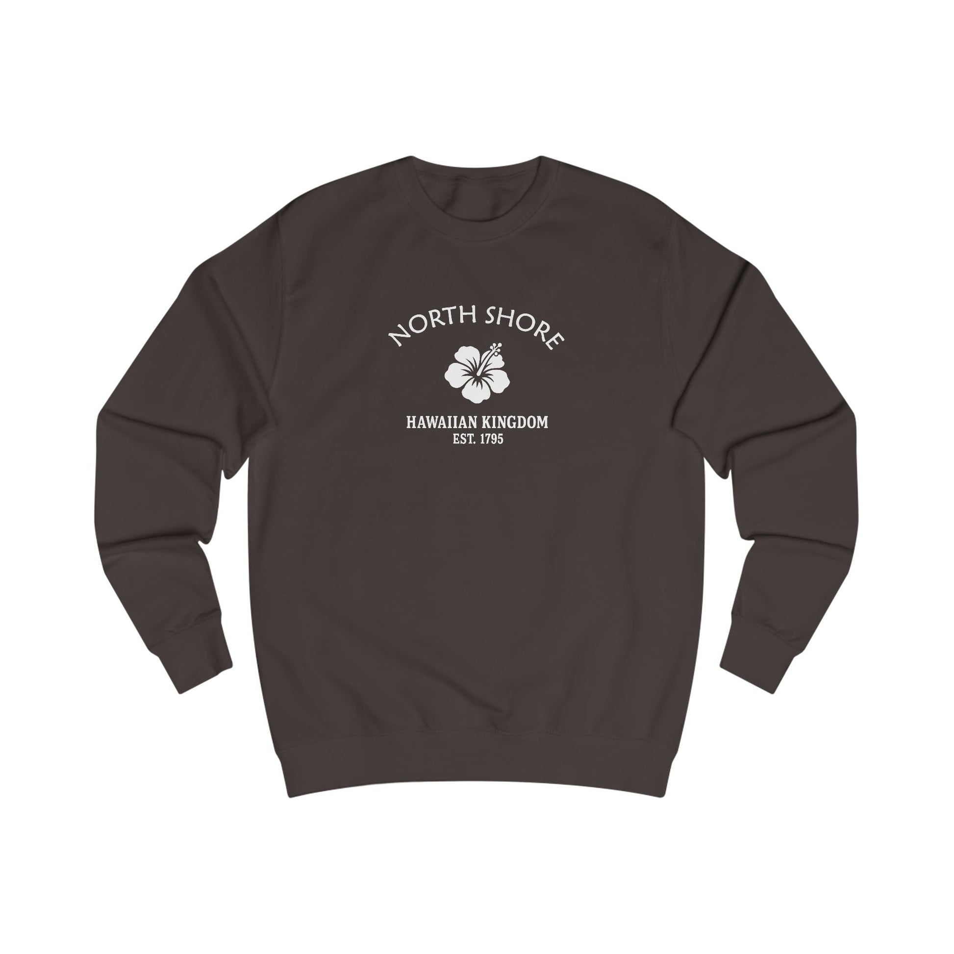 North Shore Hawaii Vintage Retro Premium Crewneck Sweatshirt - White Logo - Bottle Green