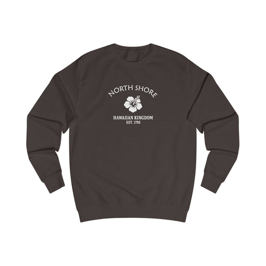 North Shore Hawaii Vintage Retro Premium Crewneck Sweatshirt - White Logo - Bottle Green