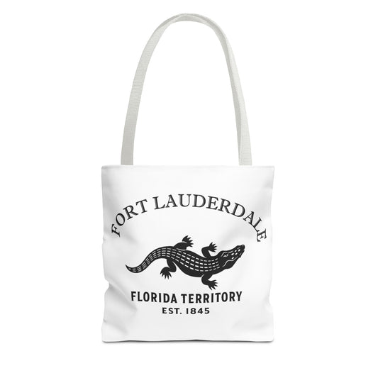 Fort Lauderdale Florida Vintage Retro Light Canvas Tote - Black Logo